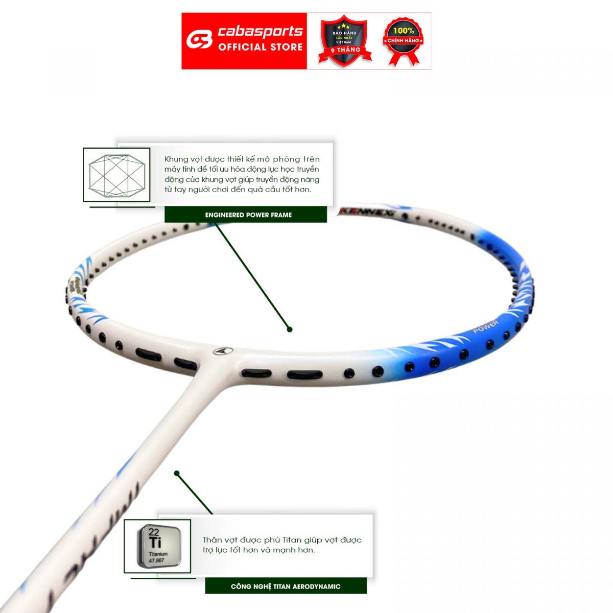 khung vợt Vợt Cầu Lông Prokennex Impact New Carbon xanh dương