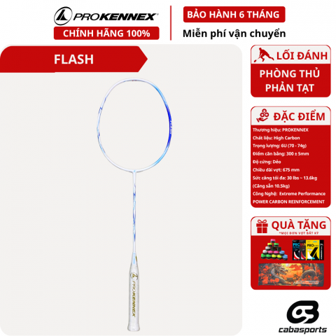 Vợt cầu lông Prokennex Flash 6U siêu nhẹ, căng sẵn 10.5kg bảo hành 9 tháng