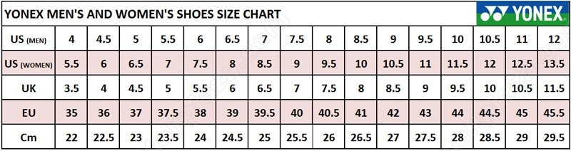 bang size giay cau long