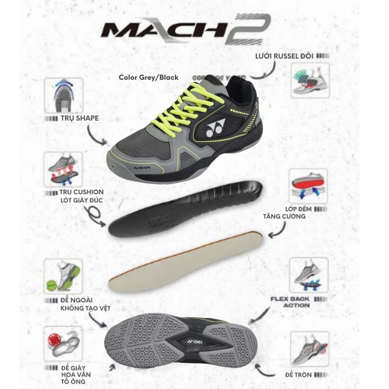 cong nghe giay cau long yonex mach 2 1