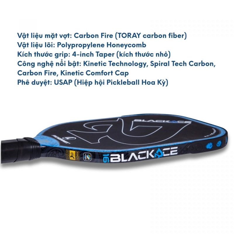 thong so vot pickleball Black Ace 16