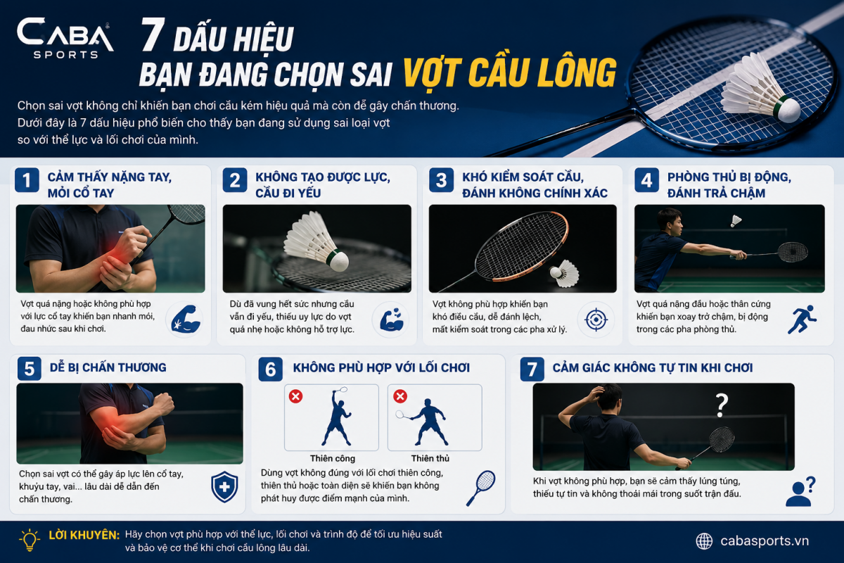 dau hieu ban dang chon sai vot cau long