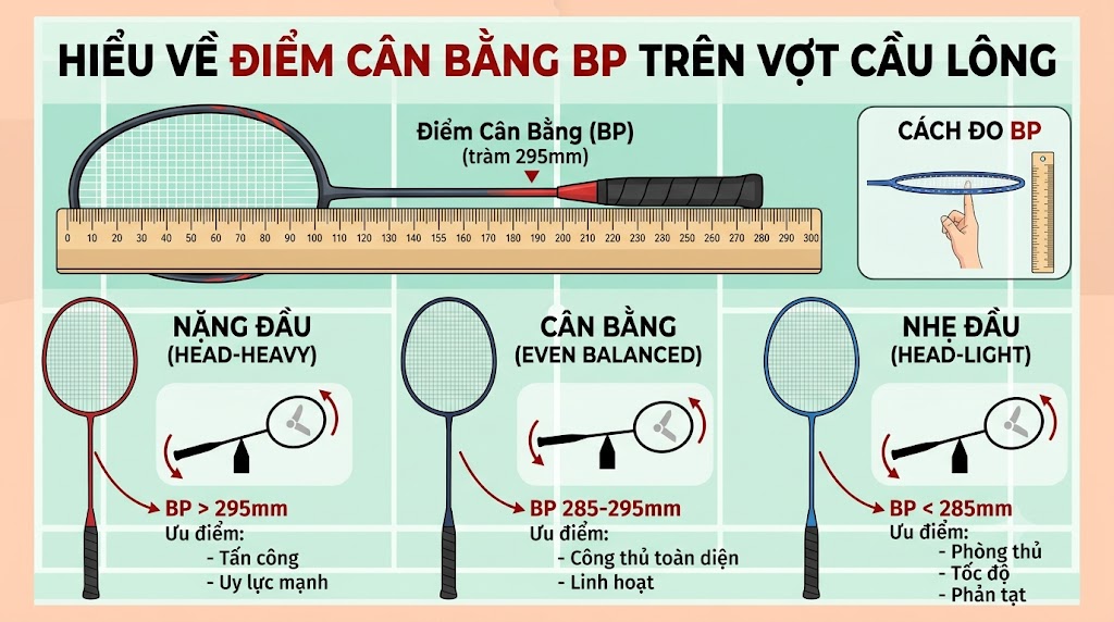 Điểm cân bằng (BP) trên vợt cầu lông ProKennex ảnh hưởng thế nào