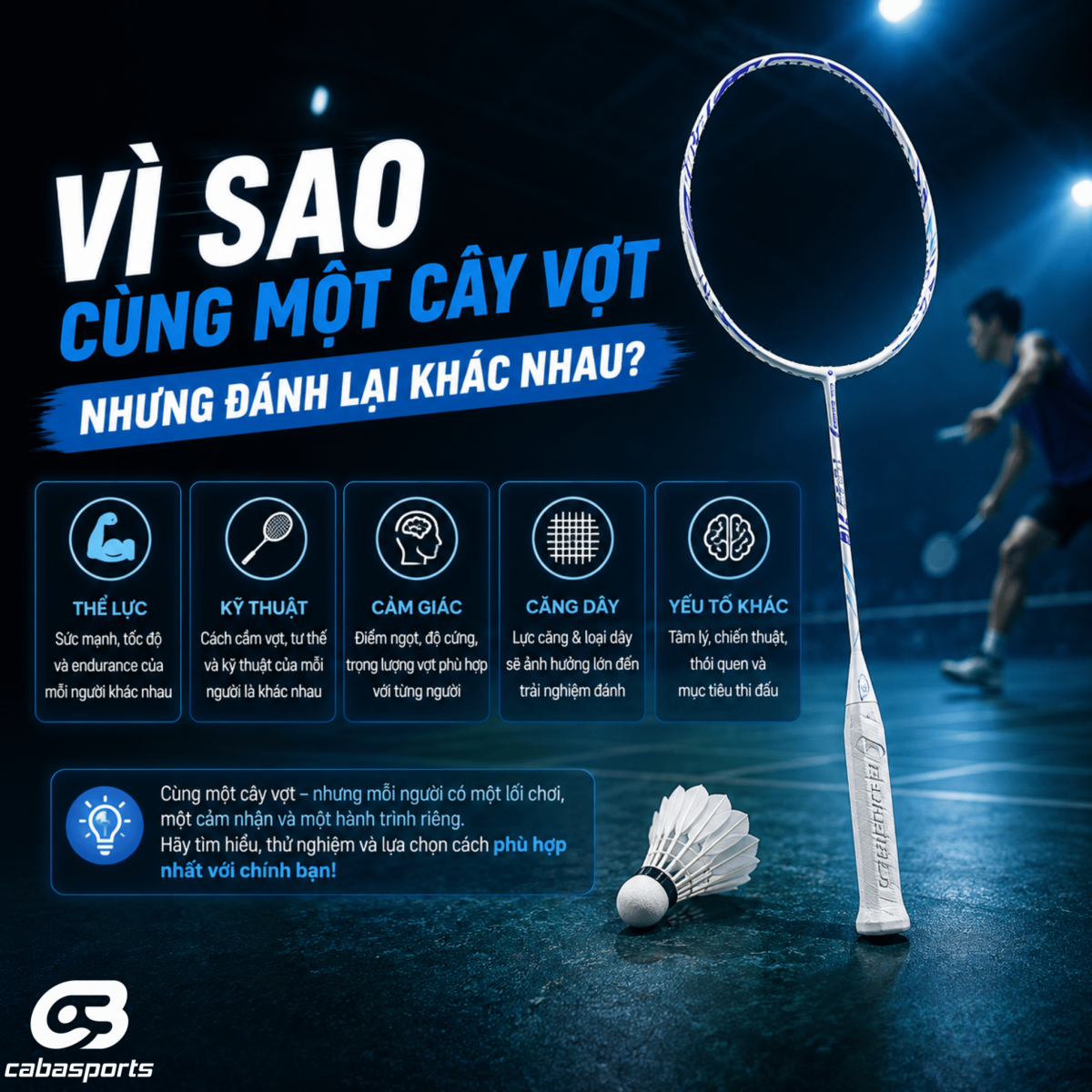 Vì sao cùng một cây vợt nhưng đánh lại khác nhau?