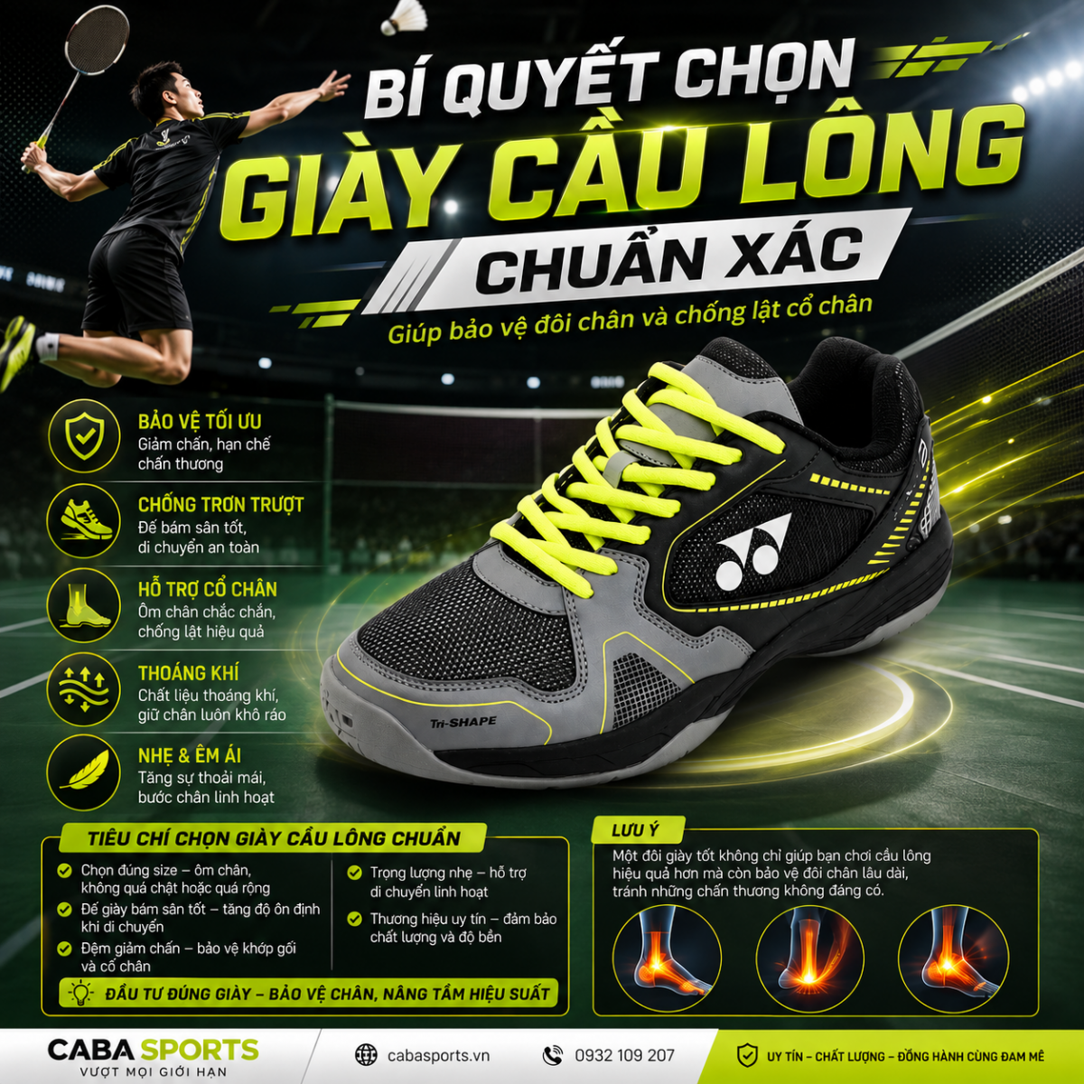 Bí Quyết Chọn Giày Cầu Lông Chuẩn Xác Giúp Bảo Vệ Đôi Chân Và Chống Lật Cổ Chân